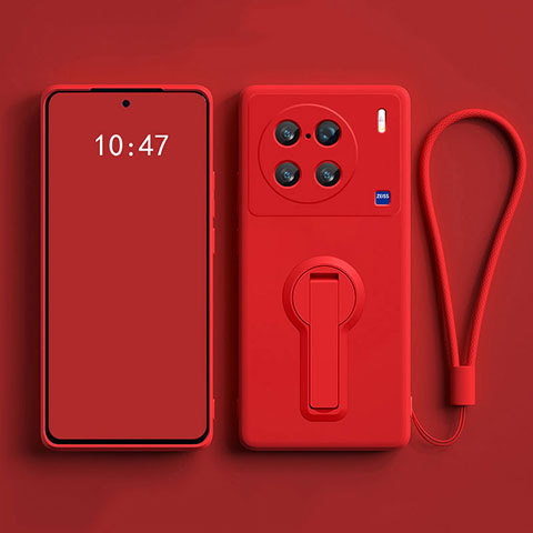 Funda Silicona Carcasa Ultrafina Goma con Soporte S01 para Vivo X90 Pro+ Plus 5G Rojo