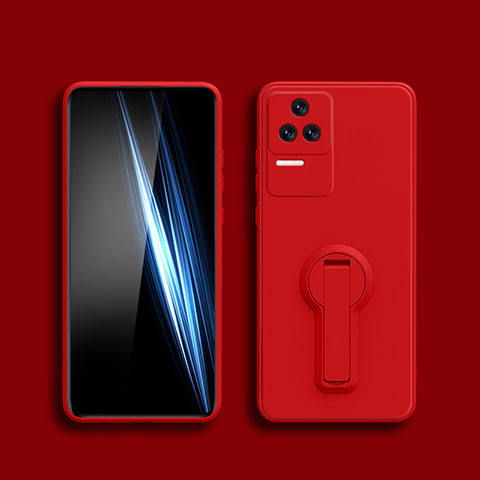 Funda Silicona Carcasa Ultrafina Goma con Soporte S01 para Xiaomi Redmi K50 5G Rojo