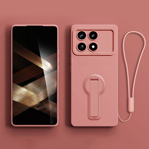 Funda Silicona Carcasa Ultrafina Goma con Soporte S01 para Xiaomi Redmi K70 5G Rosa