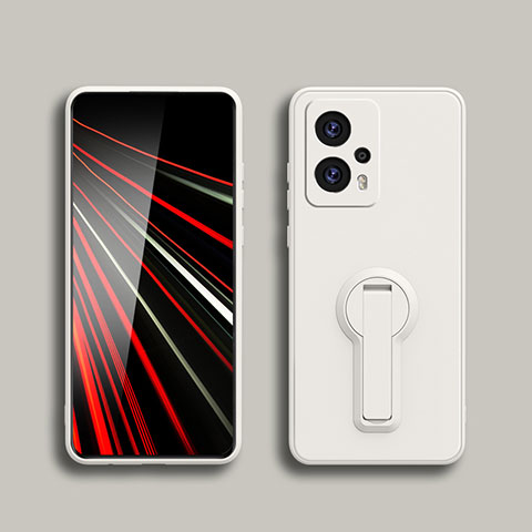 Funda Silicona Carcasa Ultrafina Goma con Soporte S01 para Xiaomi Redmi Note 11T Pro 5G Blanco