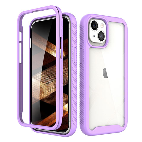 Funda Silicona Carcasa Ultrafina Goma Frontal y Trasera 360 Grados para Apple iPhone 15 Morado