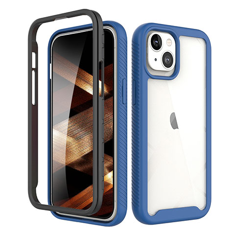 Funda Silicona Carcasa Ultrafina Goma Frontal y Trasera 360 Grados para Apple iPhone 15 Plus Azul