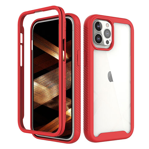 Funda Silicona Carcasa Ultrafina Goma Frontal y Trasera 360 Grados para Apple iPhone 15 Pro Max Rojo