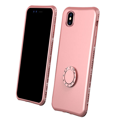 Funda Silicona Carcasa Ultrafina Goma Frontal y Trasera 360 Grados para Apple iPhone Xs Max Oro Rosa