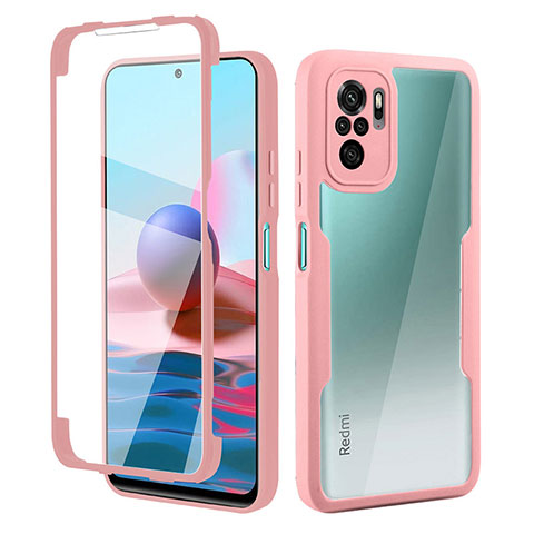 Funda Silicona Carcasa Ultrafina Goma Frontal y Trasera 360 Grados para Xiaomi Redmi Note 10S 4G Rosa