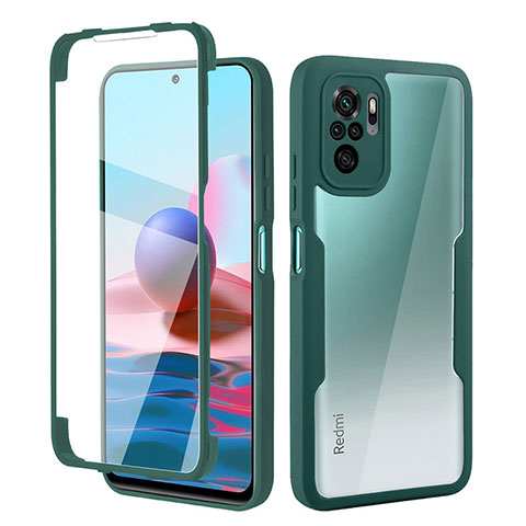 Funda Silicona Carcasa Ultrafina Goma Frontal y Trasera 360 Grados para Xiaomi Redmi Note 10S 4G Verde