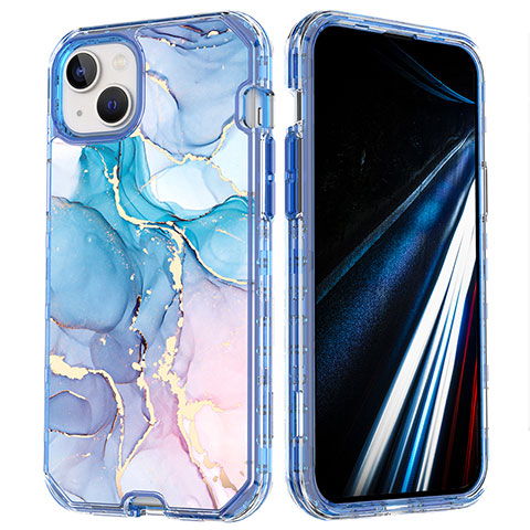 Funda Silicona Carcasa Ultrafina Goma Frontal y Trasera 360 Grados YJ1 para Apple iPhone 13 Pro Max Azul Cielo