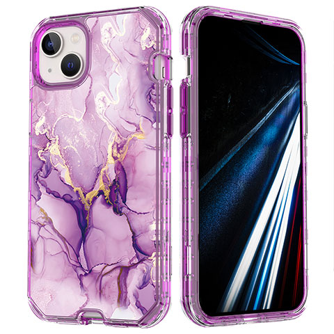 Funda Silicona Carcasa Ultrafina Goma Frontal y Trasera 360 Grados YJ1 para Apple iPhone 13 Pro Morado