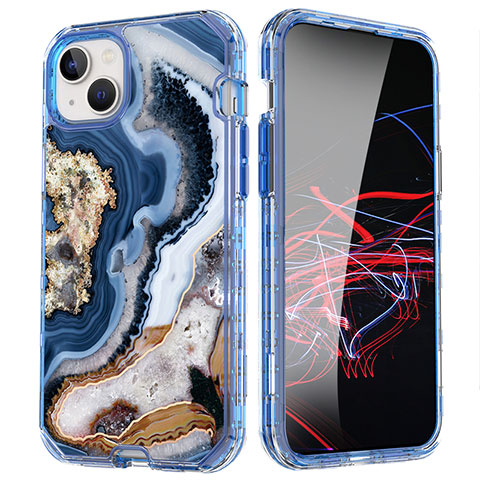 Funda Silicona Carcasa Ultrafina Goma Frontal y Trasera 360 Grados YJ1 para Apple iPhone 15 Plus Azul