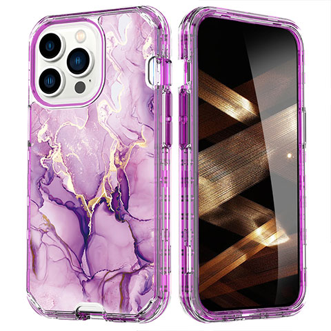 Funda Silicona Carcasa Ultrafina Goma Frontal y Trasera 360 Grados YJ1 para Apple iPhone 16 Pro Max Morado