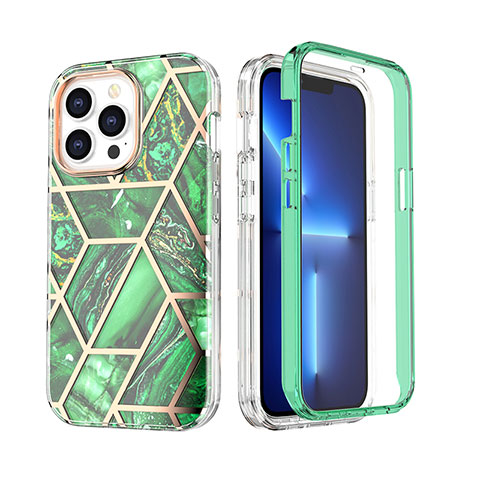 Funda Silicona Carcasa Ultrafina Goma Frontal y Trasera 360 Grados YJ2 para Apple iPhone 13 Pro Max Verde