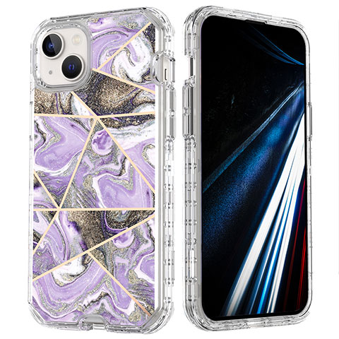 Funda Silicona Carcasa Ultrafina Goma Frontal y Trasera 360 Grados YJ2 para Apple iPhone 14 Purpura Claro