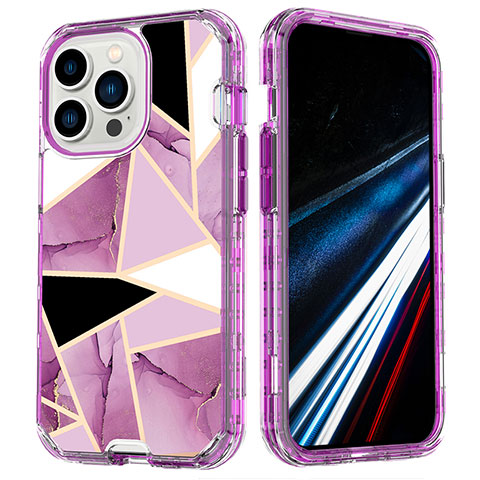 Funda Silicona Carcasa Ultrafina Goma Frontal y Trasera 360 Grados YJ2 para Apple iPhone 16 Pro Morado