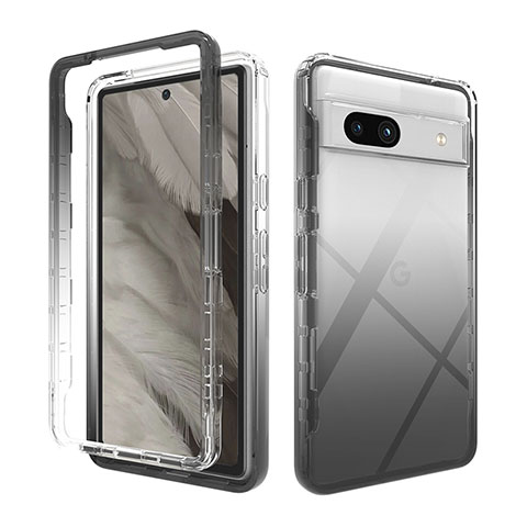 Funda Silicona Carcasa Ultrafina Transparente Goma Frontal y Trasera 360 Grados Gradiente JX1 para Google Pixel 7a 5G Negro