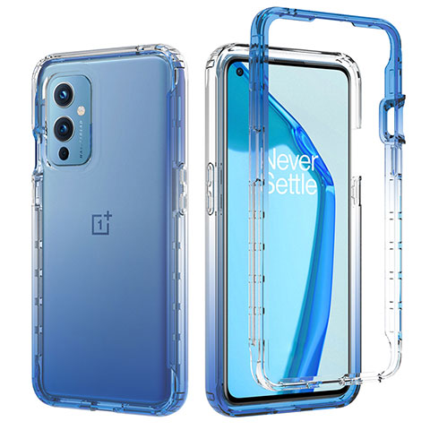 Funda Silicona Carcasa Ultrafina Transparente Goma Frontal y Trasera 360 Grados Gradiente JX1 para OnePlus 9 5G Azul