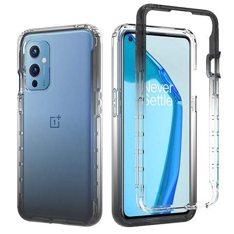 Funda Silicona Carcasa Ultrafina Transparente Goma Frontal y Trasera 360 Grados Gradiente JX1 para OnePlus 9 5G Gris Oscuro