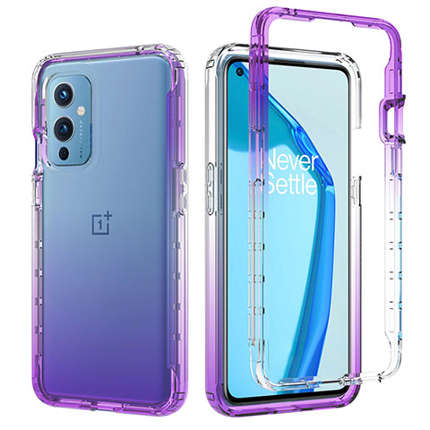 Funda Silicona Carcasa Ultrafina Transparente Goma Frontal y Trasera 360 Grados Gradiente JX1 para OnePlus 9 5G Morado