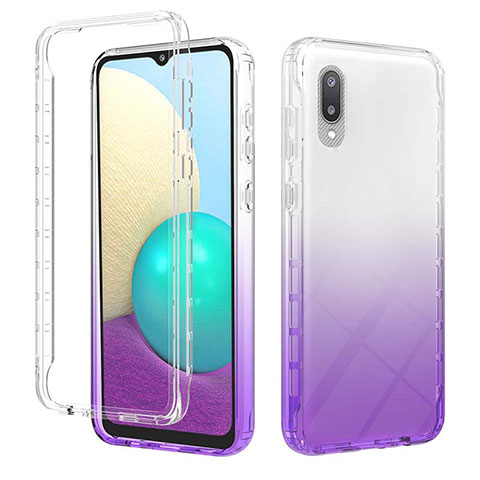 Funda Silicona Carcasa Ultrafina Transparente Goma Frontal y Trasera 360 Grados Gradiente JX1 para Samsung Galaxy A02 Morado