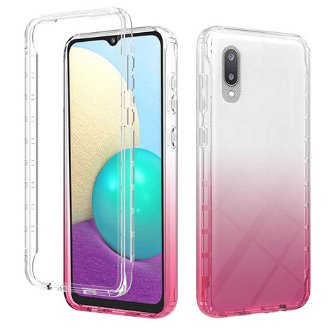 Funda Silicona Carcasa Ultrafina Transparente Goma Frontal y Trasera 360 Grados Gradiente JX1 para Samsung Galaxy A02 Rosa