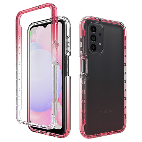 Funda Silicona Carcasa Ultrafina Transparente Goma Frontal y Trasera 360 Grados Gradiente JX1 para Samsung Galaxy A13 4G Rojo