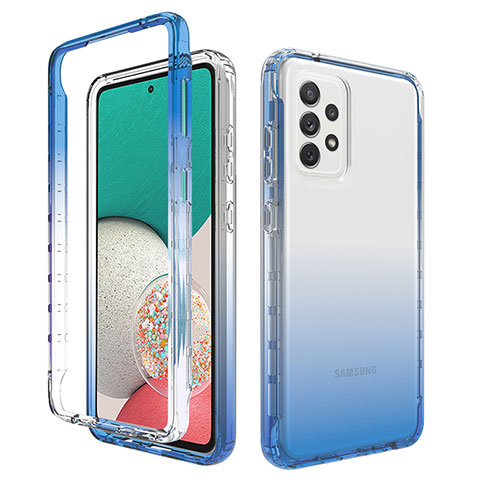 Funda Silicona Carcasa Ultrafina Transparente Goma Frontal y Trasera 360 Grados Gradiente JX1 para Samsung Galaxy A33 5G Azul