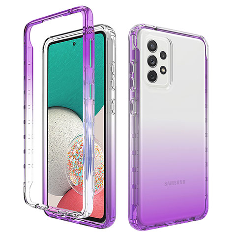 Funda Silicona Carcasa Ultrafina Transparente Goma Frontal y Trasera 360 Grados Gradiente JX1 para Samsung Galaxy A33 5G Morado