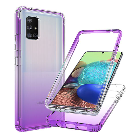 Funda Silicona Carcasa Ultrafina Transparente Goma Frontal y Trasera 360 Grados Gradiente JX1 para Samsung Galaxy A71 4G A715 Morado