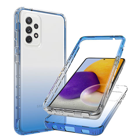 Funda Silicona Carcasa Ultrafina Transparente Goma Frontal y Trasera 360 Grados Gradiente JX1 para Samsung Galaxy A72 5G Azul