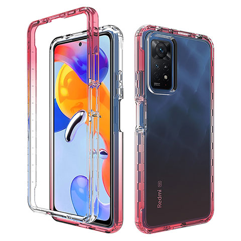 Funda Silicona Carcasa Ultrafina Transparente Goma Frontal y Trasera 360 Grados Gradiente JX1 para Xiaomi Redmi Note 11 Pro 4G Rojo