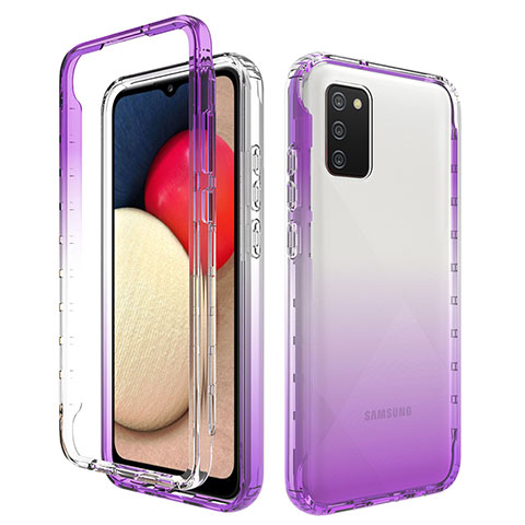 Funda Silicona Carcasa Ultrafina Transparente Goma Frontal y Trasera 360 Grados Gradiente JX4 para Samsung Galaxy A02s Morado