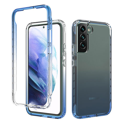 Funda Silicona Carcasa Ultrafina Transparente Goma Frontal y Trasera 360 Grados Gradiente M01 para Samsung Galaxy S21 5G Azul