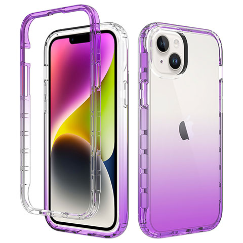 Funda Silicona Carcasa Ultrafina Transparente Goma Frontal y Trasera 360 Grados Gradiente para Apple iPhone 13 Morado