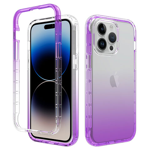 Funda Silicona Carcasa Ultrafina Transparente Goma Frontal y Trasera 360 Grados Gradiente para Apple iPhone 13 Pro Morado