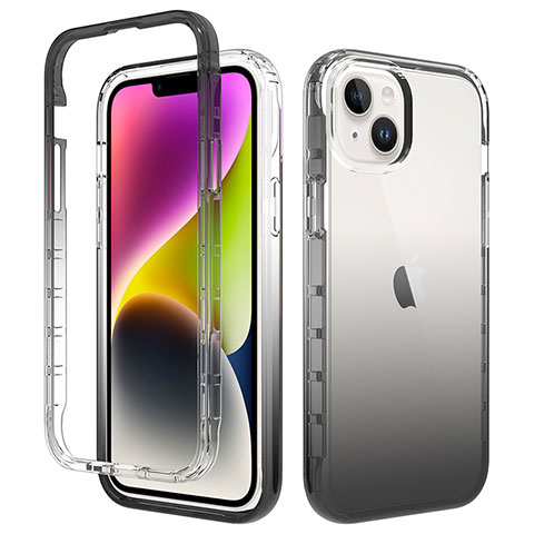 Funda Silicona Carcasa Ultrafina Transparente Goma Frontal y Trasera 360 Grados Gradiente para Apple iPhone 14 Plus Gris Oscuro