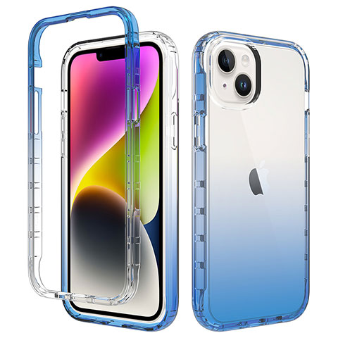 Funda Silicona Carcasa Ultrafina Transparente Goma Frontal y Trasera 360 Grados Gradiente para Apple iPhone 15 Azul