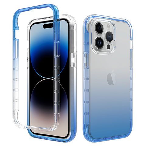 Funda Silicona Carcasa Ultrafina Transparente Goma Frontal y Trasera 360 Grados Gradiente para Apple iPhone 16 Pro Azul