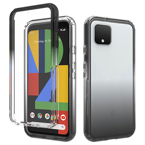 Funda Silicona Carcasa Ultrafina Transparente Goma Frontal y Trasera 360 Grados Gradiente para Google Pixel 4 Gris Oscuro