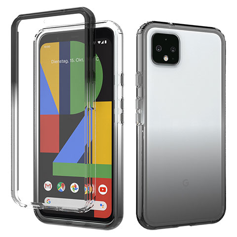 Funda Silicona Carcasa Ultrafina Transparente Goma Frontal y Trasera 360 Grados Gradiente para Google Pixel 4 XL Gris Oscuro