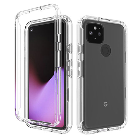 Funda Silicona Carcasa Ultrafina Transparente Goma Frontal y Trasera 360 Grados Gradiente para Google Pixel 5 Claro