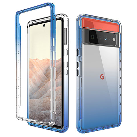 Funda Silicona Carcasa Ultrafina Transparente Goma Frontal y Trasera 360 Grados Gradiente para Google Pixel 6 Pro 5G Azul