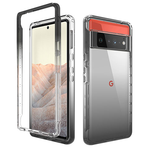 Funda Silicona Carcasa Ultrafina Transparente Goma Frontal y Trasera 360 Grados Gradiente para Google Pixel 6 Pro 5G Gris Oscuro