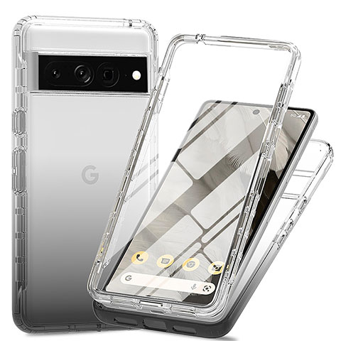 Funda Silicona Carcasa Ultrafina Transparente Goma Frontal y Trasera 360 Grados Gradiente para Google Pixel 7 Pro 5G Gris Oscuro