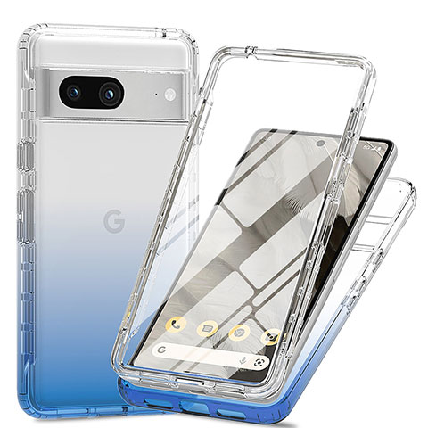 Funda Silicona Carcasa Ultrafina Transparente Goma Frontal y Trasera 360 Grados Gradiente para Google Pixel 7a 5G Azul