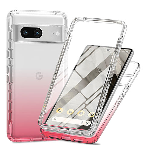 Funda Silicona Carcasa Ultrafina Transparente Goma Frontal y Trasera 360 Grados Gradiente para Google Pixel 7a 5G Rojo