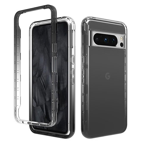 Funda Silicona Carcasa Ultrafina Transparente Goma Frontal y Trasera 360 Grados Gradiente para Google Pixel 8 Pro 5G Gris Oscuro