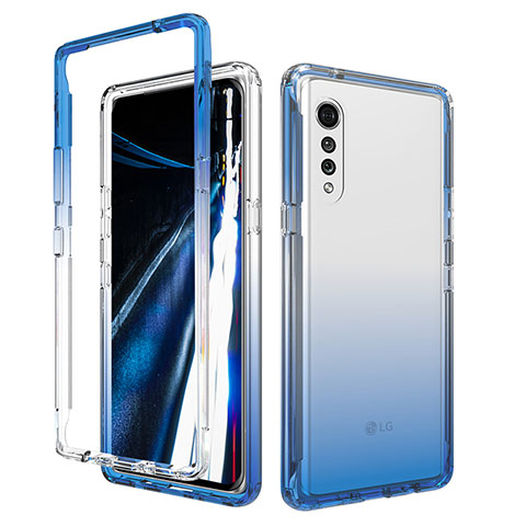 Funda Silicona Carcasa Ultrafina Transparente Goma Frontal y Trasera 360 Grados Gradiente para LG Velvet 5G Azul