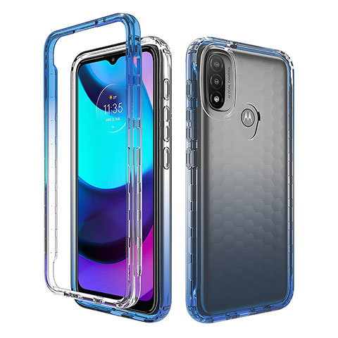 Funda Silicona Carcasa Ultrafina Transparente Goma Frontal y Trasera 360 Grados Gradiente para Motorola Moto E20 Azul