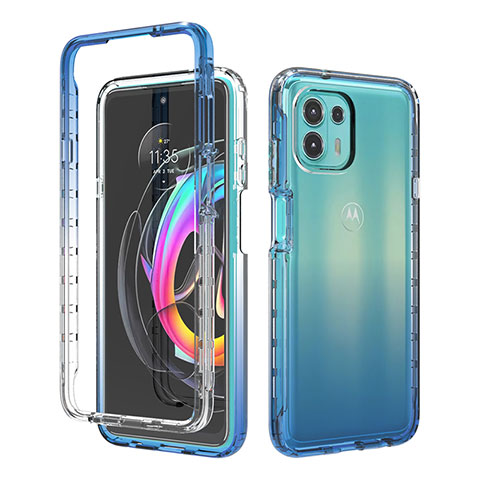 Funda Silicona Carcasa Ultrafina Transparente Goma Frontal y Trasera 360 Grados Gradiente para Motorola Moto Edge 20 Lite 5G Azul