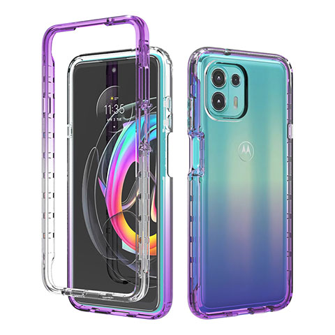 Funda Silicona Carcasa Ultrafina Transparente Goma Frontal y Trasera 360 Grados Gradiente para Motorola Moto Edge 20 Lite 5G Morado