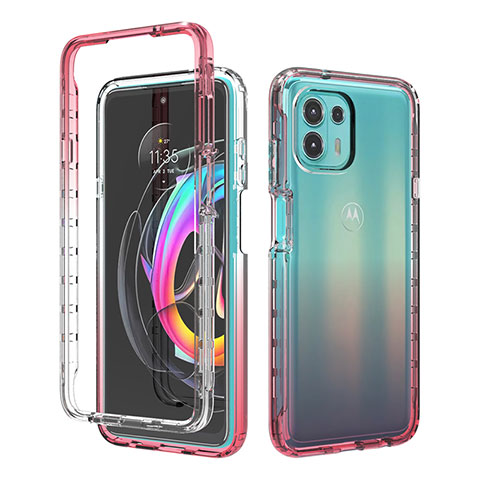 Funda Silicona Carcasa Ultrafina Transparente Goma Frontal y Trasera 360 Grados Gradiente para Motorola Moto Edge 20 Lite 5G Rojo